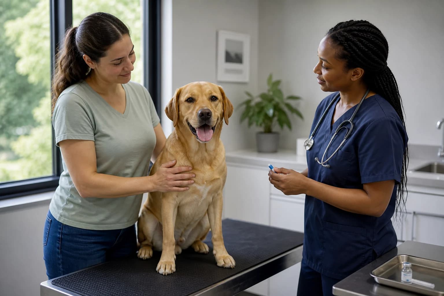 Dog at a routine vaccination consultation
