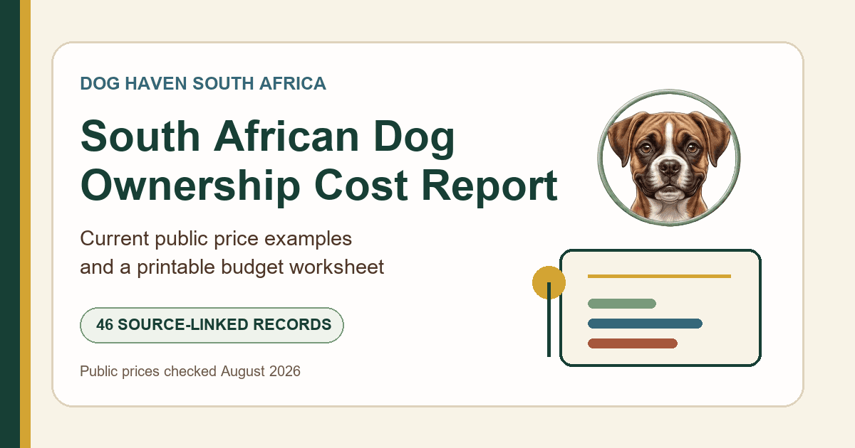 Dog owner reviewing household costs for caring for a dog in South Africa