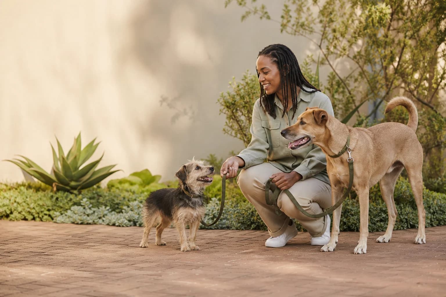 Owner getting to know dogs before choosing a name